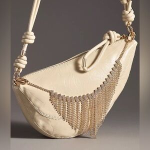 Anthropologie gold & crystal fringe bag charm